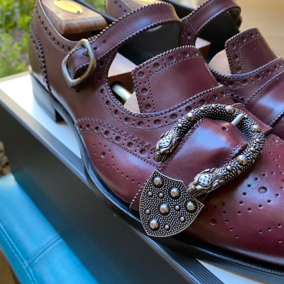 GUCCI QUEERCORE Buckle-Closure Medallion Wingtip Brogues 449946 G9.5=US10 - Picture 5 of 17